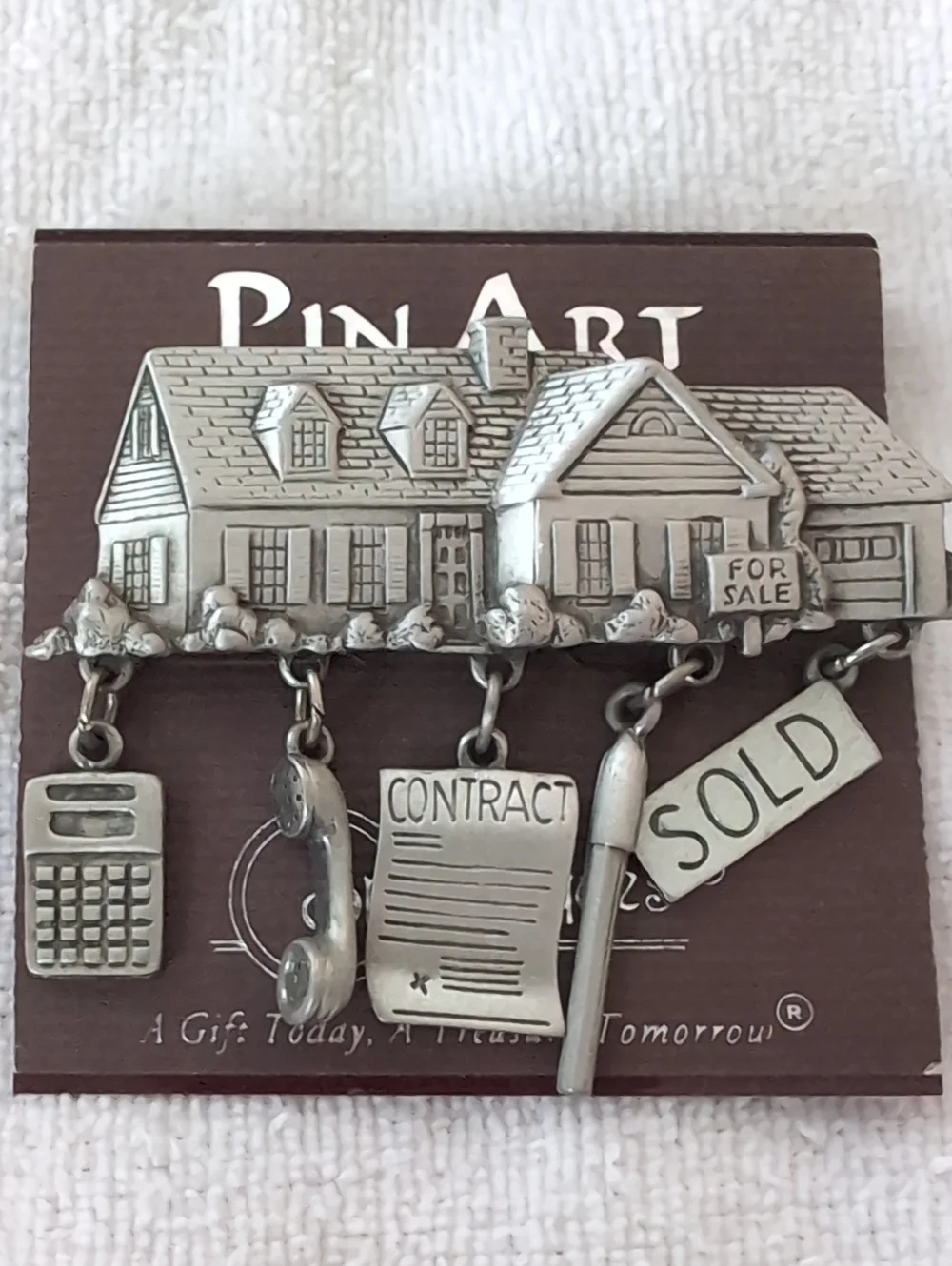 JONETTE JEWELRY Vintage Pewter Real Estate Novelty Pin